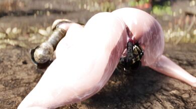 The Slutty Elf Masturbates and Cums on Her Werewolf Masters Face, Covering Him in her Juices