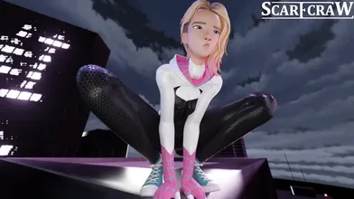 Spider-Gwen gets covered in creamy cum by Spider-Man 2099 (4K)