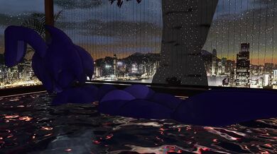 Sexy babe takes a steamy bath while stroking her naked body