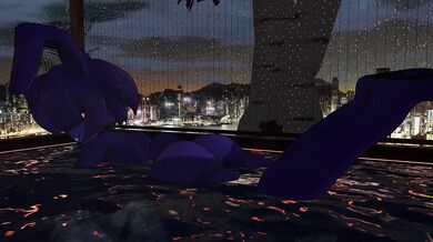 Sexy babe takes a steamy bath while stroking her naked body