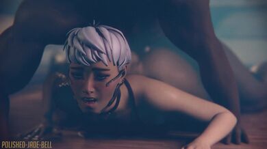 Valkyrie gets fucked while lying on her back, with the sound of a jade bell ringing in the background