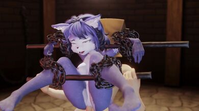 The sexy blonde goddess Krystal Cummins takes on two big black cocks at once in this raunchy hentai video!