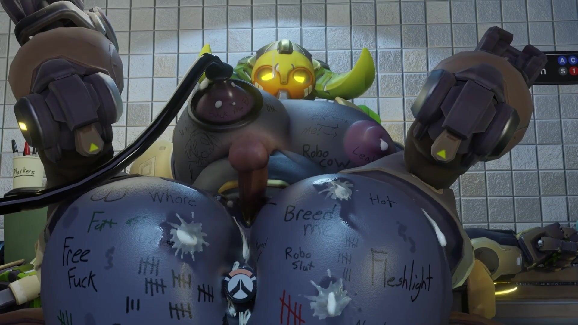 ...sex sounds, sound, orisa (overwatch), pmv, robot, cum inflation, straigh...