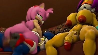 Evil Sonic, Mina and Amys forbidden love in a dark orgy party