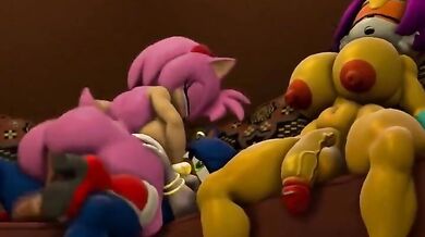 Evil Sonic, Mina and Amys forbidden love in a dark orgy party
