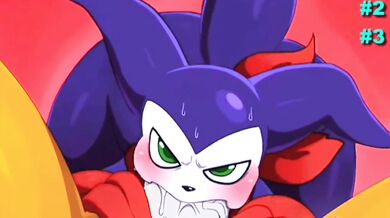 Renamon and Impmon have a heated battle, with the Purple Mantis as their witness