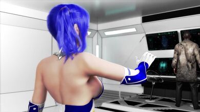 The first scene of Hentai 2 takes place in an alien world, where a horny blue creature with four arms and a tail ravages a helpless human female