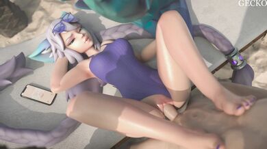 She is with a reptile that licks her everywhere, and he is not afraid to show it off in front of his friends!