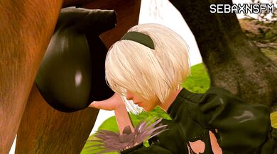 One Horse Dildo Is Not Enough as This Girl Gets Sucked Off by a Giant Equine Balls While Her Ass Gets Pounded