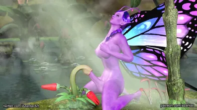 The Buttery Dickslut - Azantar Gets Blown by a Mouth Plant After Being Covered in Butterflies!