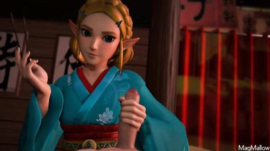 In this porno, Zelda uses her chopstick skills to please MagMallow in every possible way