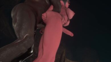 A sexy Futa girl with red eyes and a tail, enjoys herself in various sex positions with a group of men in different scenarios