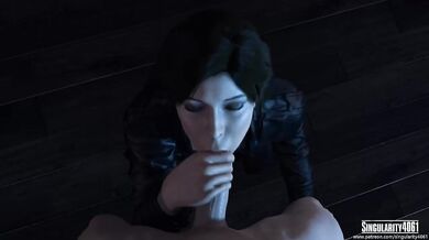 Lusty Lara bobs her head on a stiff white dick