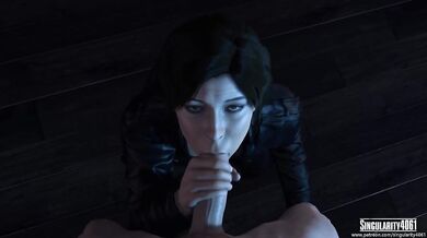 Lusty Lara bobs her head on a stiff white dick