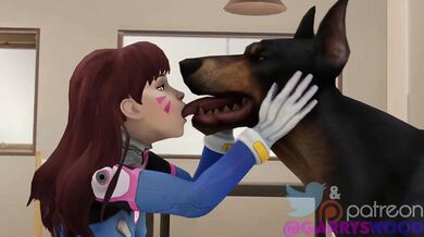Overwatchs DVa and her loyal canine companion engage in steamy doggy-style action