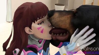 Overwatchs DVa and her loyal canine companion engage in steamy doggy-style action