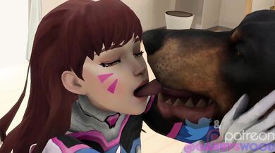 Overwatchs DVa and her loyal canine companion engage in steamy doggy-style action