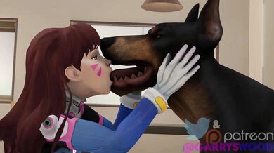 Overwatchs DVa and her loyal canine companion engage in steamy doggy-style action