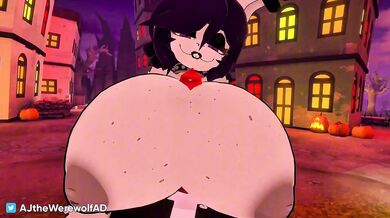 In this hentai porn video, a curvy bunny with fluffy ears and a cute tail gets fucked in every hole by two massive penises