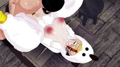 Saki, in her chicken costume, gets fucked by two hot guys [KiruNeru]