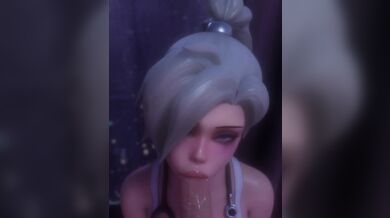 Luscious Lady Licking Long Cock While On All Fours