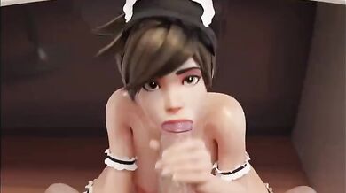 Tracer (Overwatch) gets her ass pounded by four guys with super strength, as she tries to escape from their clutches