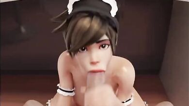 Tracer (Overwatch) gets her ass pounded by four guys with super strength, as she tries to escape from their clutches