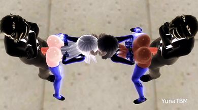 Watch as these two beautiful women use a double dildo to pleasure their dog in this MMD porn video!