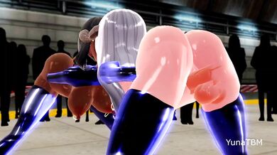 Watch as these two beautiful women use a double dildo to pleasure their dog in this MMD porn video!