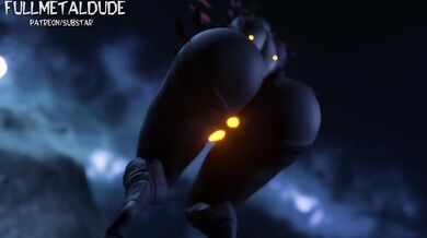 A werewolf and a female FEM-bot named Oberon [FullMetalDude] having an erotic encounter without any sound in the background