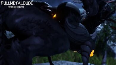 A werewolf and a female FEM-bot named Oberon [FullMetalDude] having an erotic encounter without any sound in the background