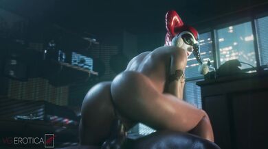 Harley Quinn was feeling anxious as she stepped out of the bathtub, completely nude and black, in a VG Erotica video