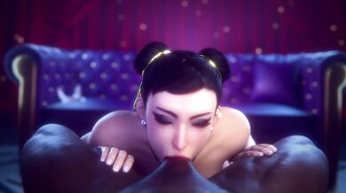 Street Fighter’s Chun-Li sucking a BBC while getting double penetrated by two massive dildos!