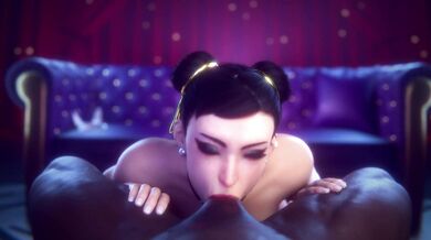 Street Fighter’s Chun-Li sucking a BBC while getting double penetrated by two massive dildos!