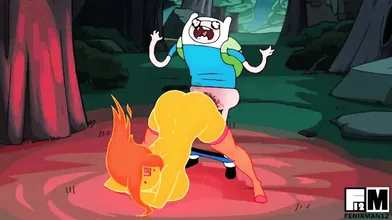 Finn Fucks the Flame Princess while Finn Screams in Pleasure