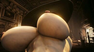 Lady Dimitrescu Swings Her Gargantuan Tits in the Dirt Den