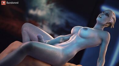 The curvy Liara TSoni, with her futa body, takes a massive cock in the universe of Mass Effect