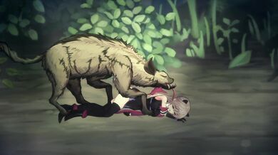 'Vivi and the Magical Island - Vivi Overwhelmed by Hyenas.'