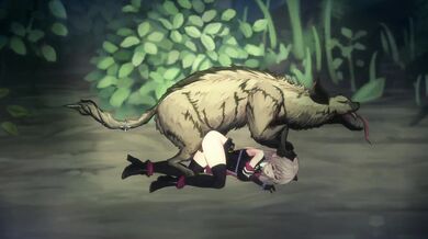 'Vivi and the Magical Island - Vivi Overwhelmed by Hyenas.'