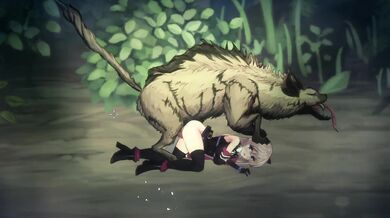 'Vivi and the Magical Island - Vivi Overwhelmed by Hyenas.'