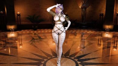 The Queen of Egypt, Tifa, sways her hips in a seductive dance.