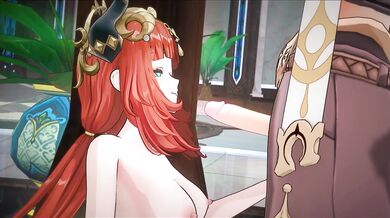 "Half-naked, sexy Nilou strips down and plays with herself while making seductive sounds."