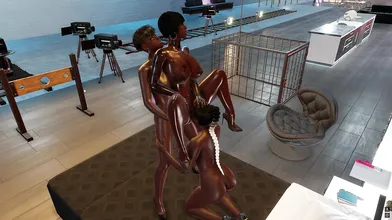 Thick Futanari Black Threesome: Double Stuffed