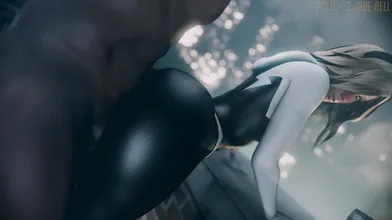 'Gwendolyn "Gwen" Stacy, aka Spider Girl, gets blacked by her hot neighbor Polished Jade Bell in 4k ultra HD quality.'