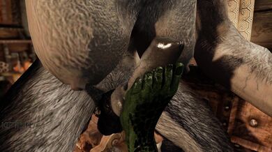 'The Argonian Futa Werewolf Cumming with Feet'