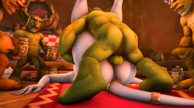 "The Draenei Mistress is taken by Goblin Pleasure at the Orgy"