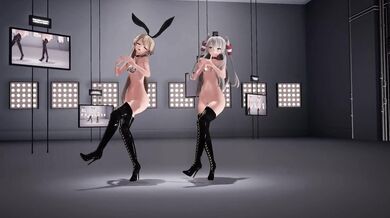 "Shimakaze and Amatsukaze - Heart Pie Dancehall [MMD R15] P-chan's Hentai Porn Adventure"