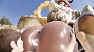 Wet and Wild Hentai Fun on the Beach with Orisa