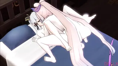 "Futa and Kokomi, along with their sexy friend Ayaka, engage in some hot and steamy sex while enjoying the sound effects provided by Dollx."