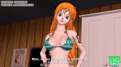 The beautiful sailor senshi, Nami fucks the dashing Robin with a massive futa cock in this hentai porn video